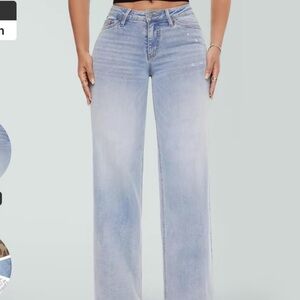 Stylish Light Blue Wide Leg Jeans